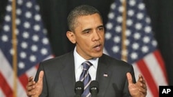 President Barack Obama outlines his fiscal policy during an address at George Washington University in Washington, April 13, 2011