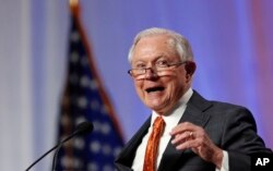 U.S. Attorney General Jeff Sessions speaks at the National Sheriffs' Association convention in New Orleans, June 18, 2018.