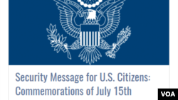 US Turkey Embassy Security Message