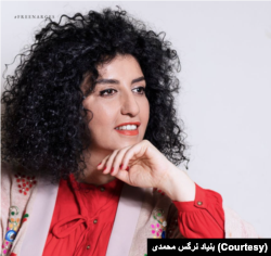 نرگس محمدی برنده جایزه صلح نوبل که در ایران زندانی است.