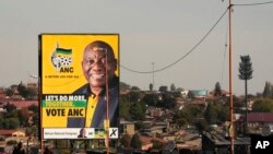 FILE—An election poster, with President Cyril Ramaphosa atop a pole in Soweto, South Africa, on April 22, 2024.