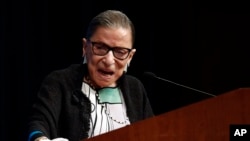 U.S. Supreme Court Justice Ruth Bader Ginsburg speaks at the Georgetown University Law Center campus in Washington, Wednesday, Sept. 20, 2017.