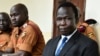 Thomas Kwoyelo, a mid-level commander in the Lord's Resistance Army (LRA) sits in the dock at the International Crimes Division court sitting in Gulu, Uganda, Oct. 25, 2024. 