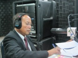 FILE - Phay Siphan, a Cambodian government spokesman, in VOA studio in Phnom Penh for Hello VOA.