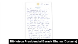 Carta de transición del presidente George W. Bush al presidente Barack Obama, fechada el 20 de enero de 2009.