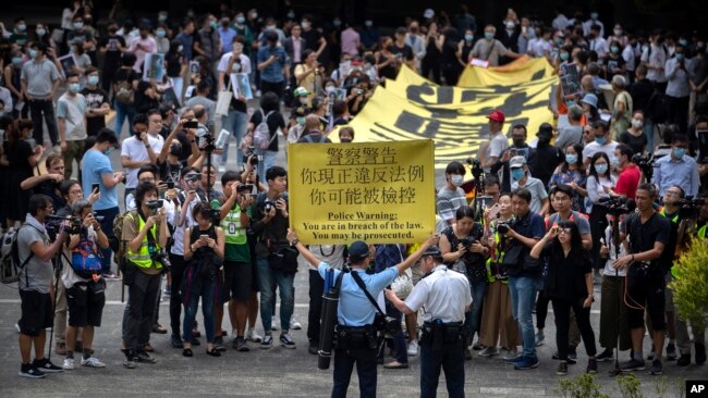 香港警方星期五宣布香港中心区的一处集会非法。(2019年10月18日)