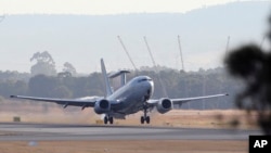 FILE - A Royal Australian Air Force E-7A Wedgetail takes off from Perth Airport in Perth, Australia, April 5, 2014. The United Kingdom is weighing a deal to buy a fleet of Boeing E-7 Wedgetail jets.