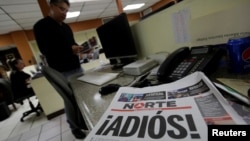 El Norte newspaper is pictured after the paper announced its closure due to what it says is a situation of violence against journalists in Ciudad Juarez, Mexico, April 2, 2017. 
