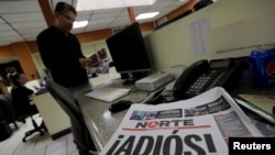 El Norte newspaper is pictured after the paper announced its closure due to what it says is a situation of violence against journalists in Ciudad Juarez, Mexico, April 2, 2017. 