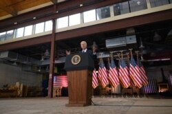 US President Joe Biden speaks in Pittsburgh, Pennsylvania, on March 31, 2021. President Biden will unveil in Pittsburgh a USD 2 trillion infrastructure plan aimed at modernizing the United States' crumbling transport network, creating millions of jobs