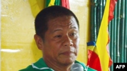 FILE - Ukol Talumpa speaks at an event in the southern Philippine town of Labangan.