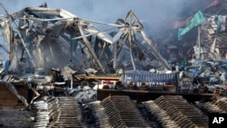 Sagoreli ostaci prostora za skladištenje u Tiandžinu