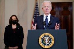 President Joe Biden and Vice President Kamala Harris speak after guilty verdicts reached in trial of former Minneapolis police officer on April 20, 2021.