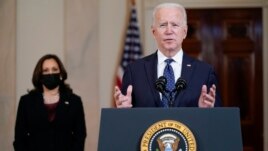 President Joe Biden and Vice President Kamala Harris speak after guilty verdicts reached in trial of former Minneapolis police officer on April 20, 2021.
