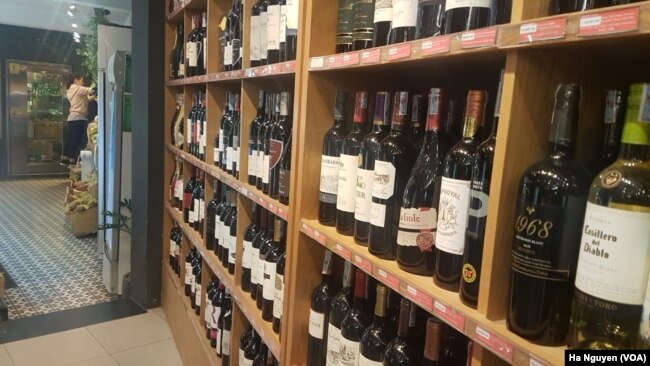 More European wine could appear on Vietnamese shelves, like at this store in Ho Chi Minh City, if the two sides finalize a trade deal.
