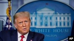 President Donald Trump speaks during a news conference at the White House in Washington, Sept. 10, 2020. 