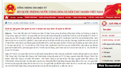 Trang web Bộ Quốc phòng Việt Nam.