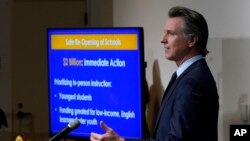 El gobernador de California Gavin Newsom en un evento en Sacramento, California, el 8 de enero del 2021.(Foto AP/Rich Pedroncelli, Pool)