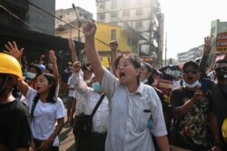 Myanmar anti-coup demonstators