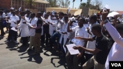 FILE: Junior doctors on strike in Zimbabwe.