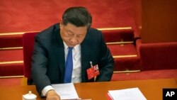 El presidente chino, Xi Jinping, vota una legislación relacionada a Hong Kong el 28 de mayo de 2020.