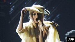 Lady Gaga performs her new song "Born This Way" at the 53rd annual Grammy Awards in Los Angeles, California February 13, 2011. REUTERS/Lucy Nicholson (UNITED STATES - Tags: ENTERTAINMENT) (GRAMMYS-SHOW)