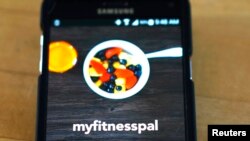 FILE - The MyFitnessPal app is seen on a smartphone.