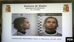 Polisi Italia mengumumkan penangkapan tersangka teror warga Maroko berusia 20 tahun yang bernama Mohamed Jarmoune (15/3).