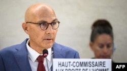 United Nations High Commissioner for Human Rights Volker Turk delivers a speech at the opening of the 57th session of the Human Rights Council in Geneva, on September 9, 2024.