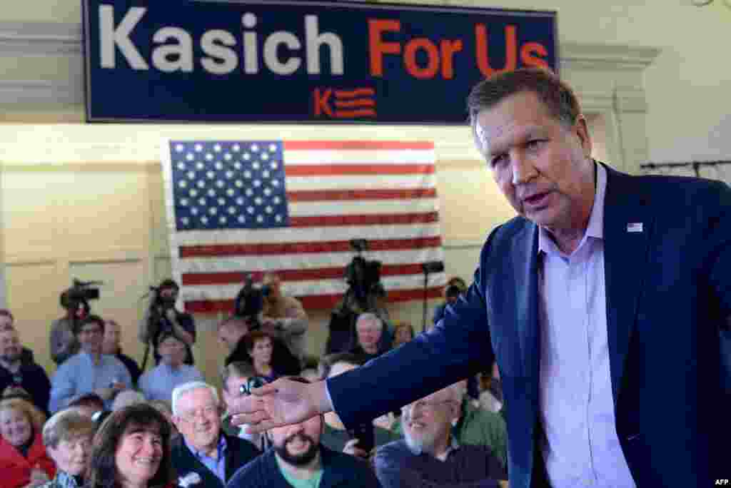 Ohio Governor and Republican presidential candidate John Kasich speaks at an event at Plymouth Memorial Hall in Plymouth, Massachusetts, Feb. 29, 2016.