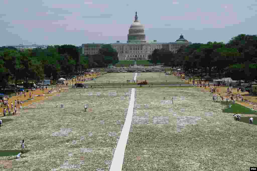 View of the &quot;One Million Bones&quot; installation on the National Mall, Washington, D.C., June 8, 2013. (Jill Craig/VOA) 