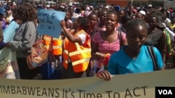 WOZA members protesting in Harare over free education Friday. (Photo: Thomas Chiripasi)