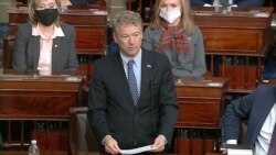 FILE - In this image from video, Sen. Rand Paul, R-Ky., makes a motion that the impeachment trial against former President Donald Trump is unconstitutional in the Senate at the U.S. Capitol in Washington, Jan. 26, 2021.