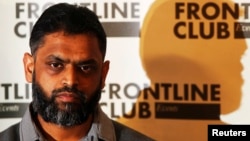 FILE - Former Guantanamo detainee Moazzam Begg attends a news conference at the Frontline Club in London, Jan. 10, 2012.