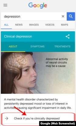 Google Depression Questionnaire Check