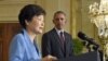 At a joint news conference Friday at the White House, Korean President Park Geun-hye, left, and U.S. President Barack Obama showed unity in dealing with North Korea.