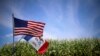 飘扬在爱奥华州玉米地里的美国国旗和爱奥华州州旗。 （资料照片）