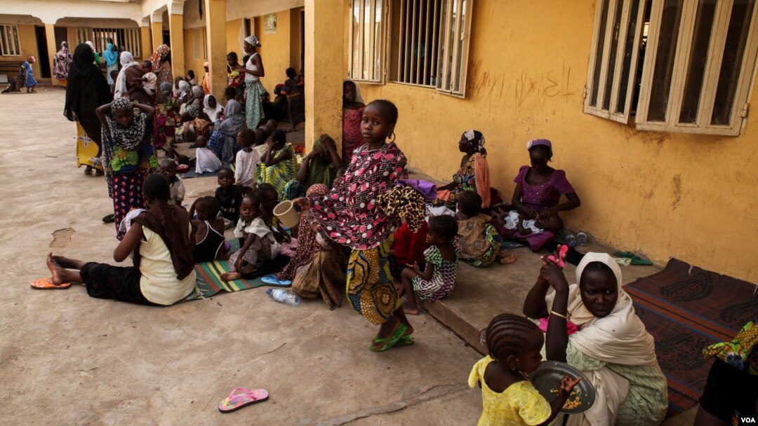 Displaced people rescued from the Sambisa forest are pictured at a camp in Malkohi, Nigeria, May 5, 2015. (Chris Stein)