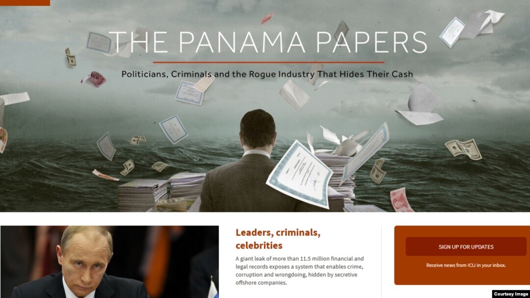 Hình chụp từ website của Panama Papers, ngày 3 tháng 4, 2016