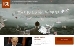 FILE - A screenshot of the Panama Papers website, April 3, 2016.