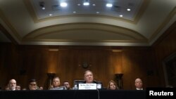 U.S. Secretary of State Mike Pompeo testifies at a Senate Foreign Relations Committee hearing on Capitol Hill in Washington, May 24, 2018.