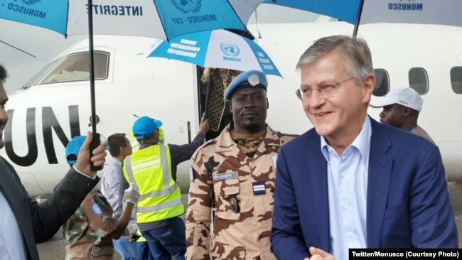 Le secrétaire général adjoint de l'ONU, Jean-Pierre Lacroix, arrive à Beni, au Nord-Kivu, en RDC, le 30 novembre 2019.