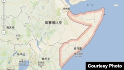 索马里地理位置（谷歌地图）
