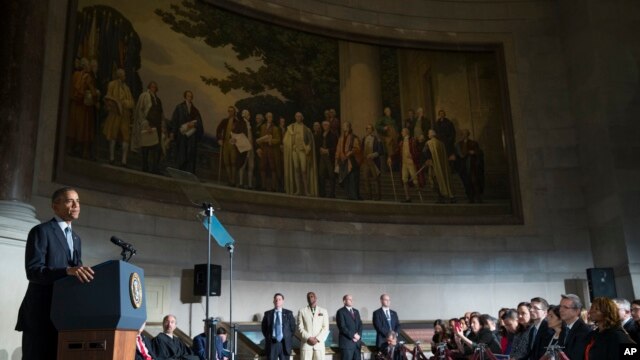 El presidente Barack Obama destacó en su discurso los aportes de inmigrantes y refugiados a este país en el 224 aniversario de la ratificación de la Declaración de Derechos.