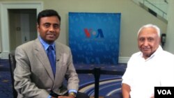 Urdu service chief Faiz Rehman (Left) interviews Dr. Abdul Rashid Piracha (Right), who served as President of APPNA in 2008. 