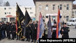 Bosnia and Herzegovina -- A procession of chetniks (chetnik, Dragoljub Draza Mihailovic, Serbian, Bosnian) from Serbia and Bosnia in Bosnian town of Visegrad, March 10, 2019.