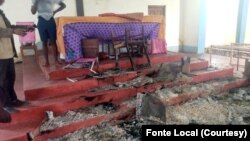Une église catholique détruite après une attaque jihadiste dans le district de Muidumbe, dans la province de Cabo Delgado, au Mozambique le 13 avril 2020.