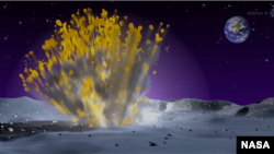 On May 17, NASA witnessed the largest impact of a meteoroid on the Moon in the past eight years. This is an artist's rendition.