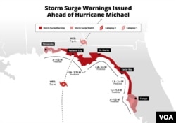 Storm surge predictions for Hurricane Michael in Florida, Oct. 9, 2018