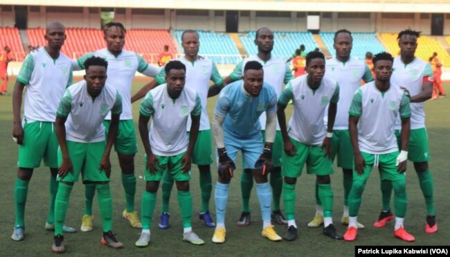Les joueurs du Daring Club Motema Pembe lors de la finale de la 56e finale de la Coupe du Congo, à Kinshasa, le 30 juin 2021.